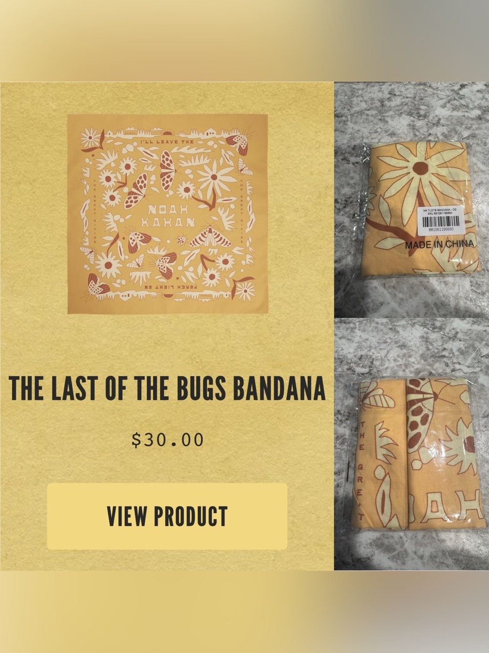 Noah Kahan The Last of The Bugs Bandana